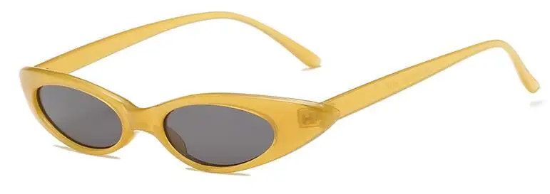 yellow gray Мода, женские узкие солнцезащитные очки кошачий глаз, женские роскошные Брендовые очки, сексуальные летние маленькие оранжевые белые очки Oculos Feminino - Цвет линз: yellow gray