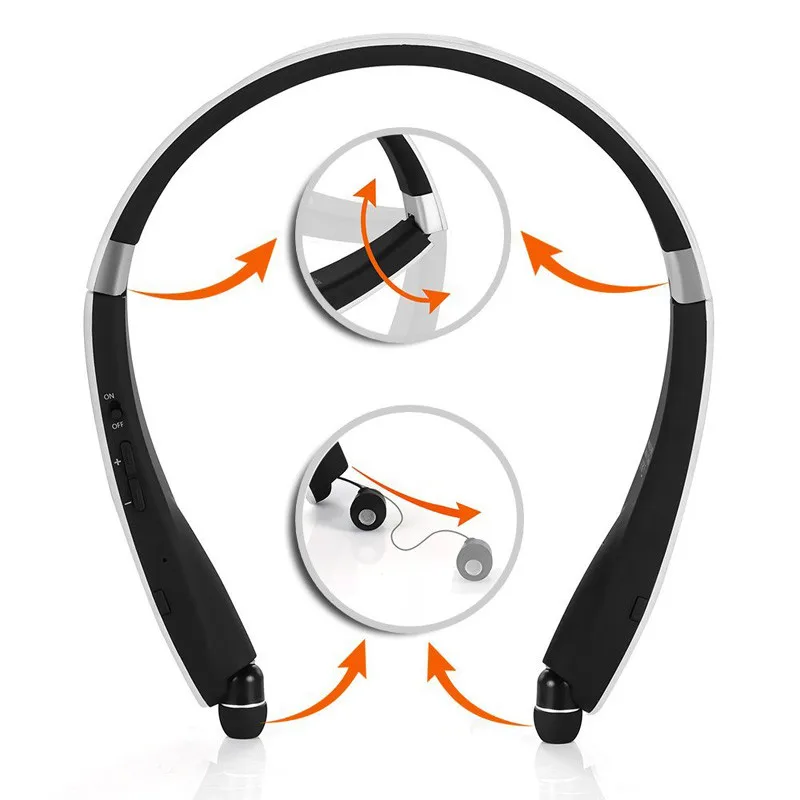 Jiaoyabuy, беспроводная Bluetooth гарнитура, выдвижные складные наушники с защитой от пота, спортивные стерео наушники с шумоподавлением CVC