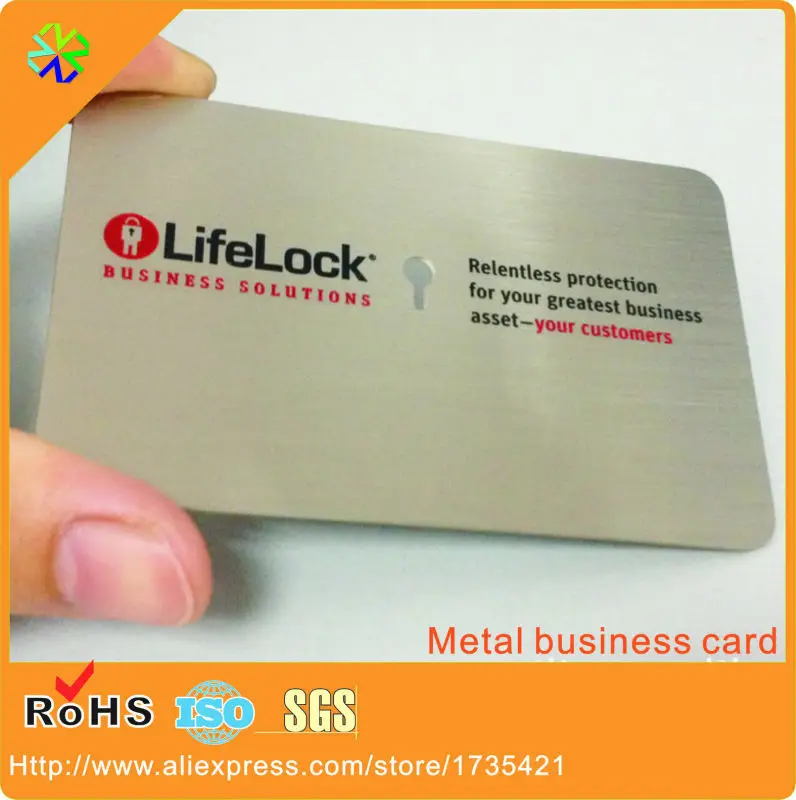 CR80 stainless steel material brushed effect metal steel card with silk printing and plated