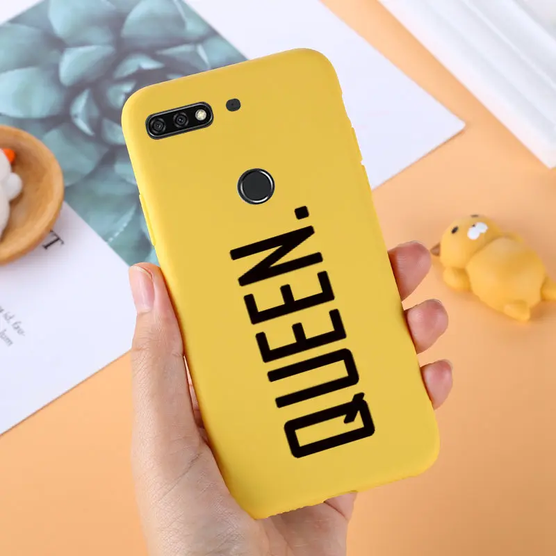 022 Lamo чехол карамельный цвет чехол для huawei Honor 7A Pro 7C 7X8 8X Max Note 10 6C Enjoy 7S Nova 3i Y9 желтый Забавный чехол - Цвет: 022