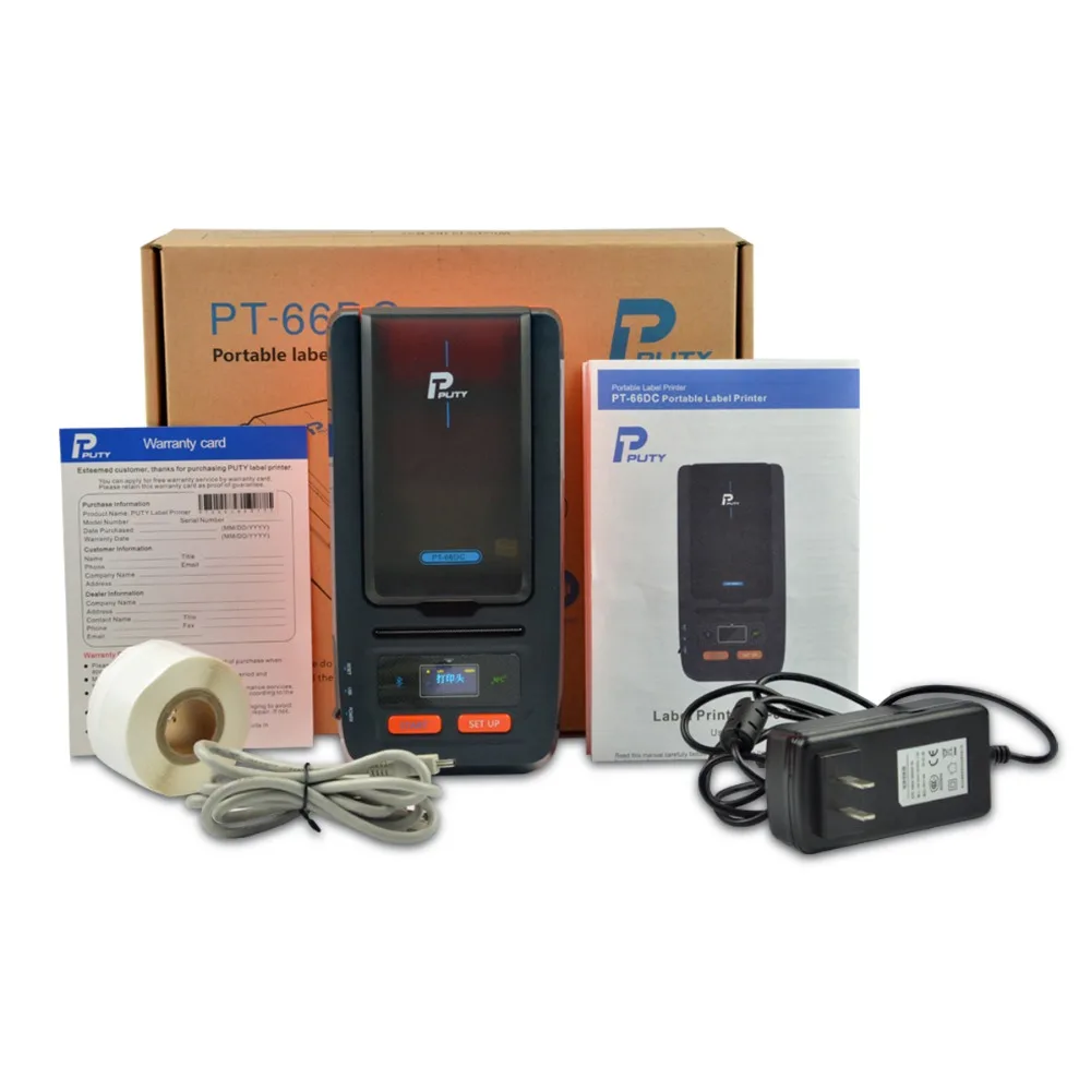 PT-66DC портативный Bluetooth стикер Принтер этикеток 50 мм Мини термотрансферные принтеры водонепроницаемый этикетировочная печатная машина