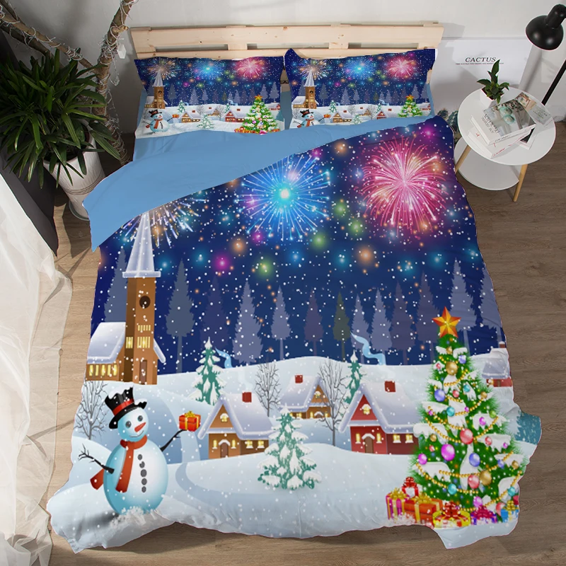 Комплект постельного белья с 3D рисунком снеговика Санта Клауса оленя для