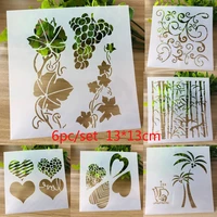 6pc stencil coloring embossing vines heart painting template diy plastic scrapbooking diary stamp drawing office school supplies