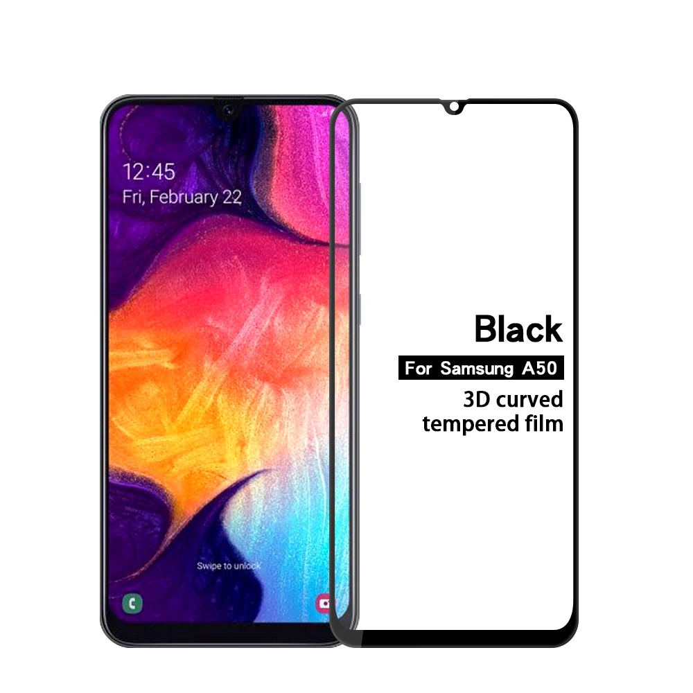 Черный MOFi для samsung Galaxy A50 стекло 3D полное покрытие закаленное стекло протектор экрана для samsung Galaxy A50 - Цвет: Черный