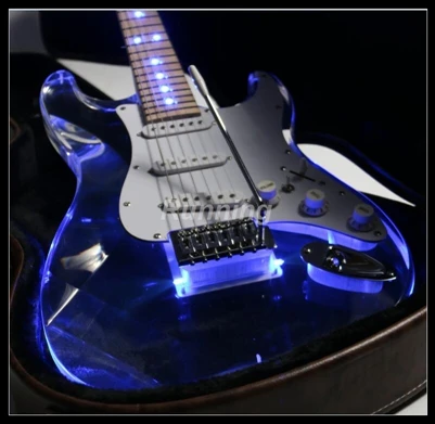 Синий светодиодный светильник для электрогитары акриловый корпус клен Шея гриф