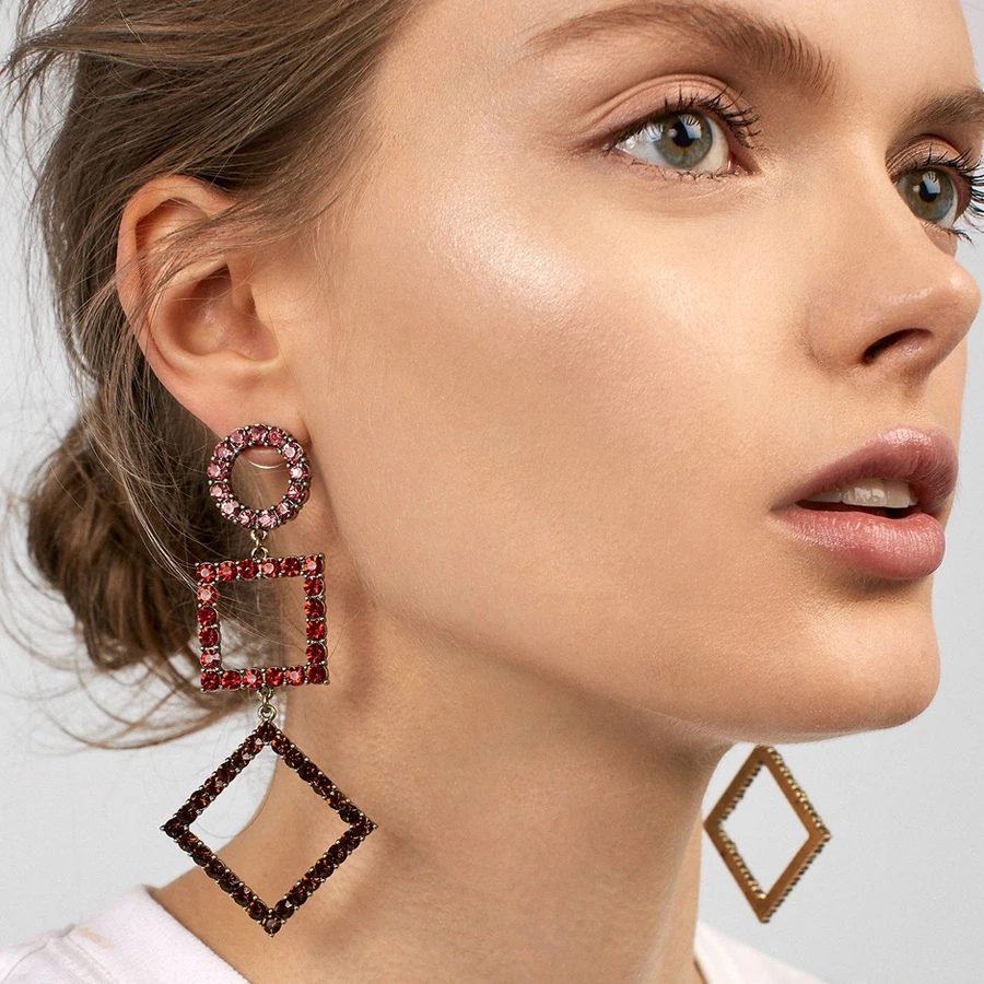 LUNA Чао под старину латунный медный покрытие проложить Кристалл Rhinestone Установка