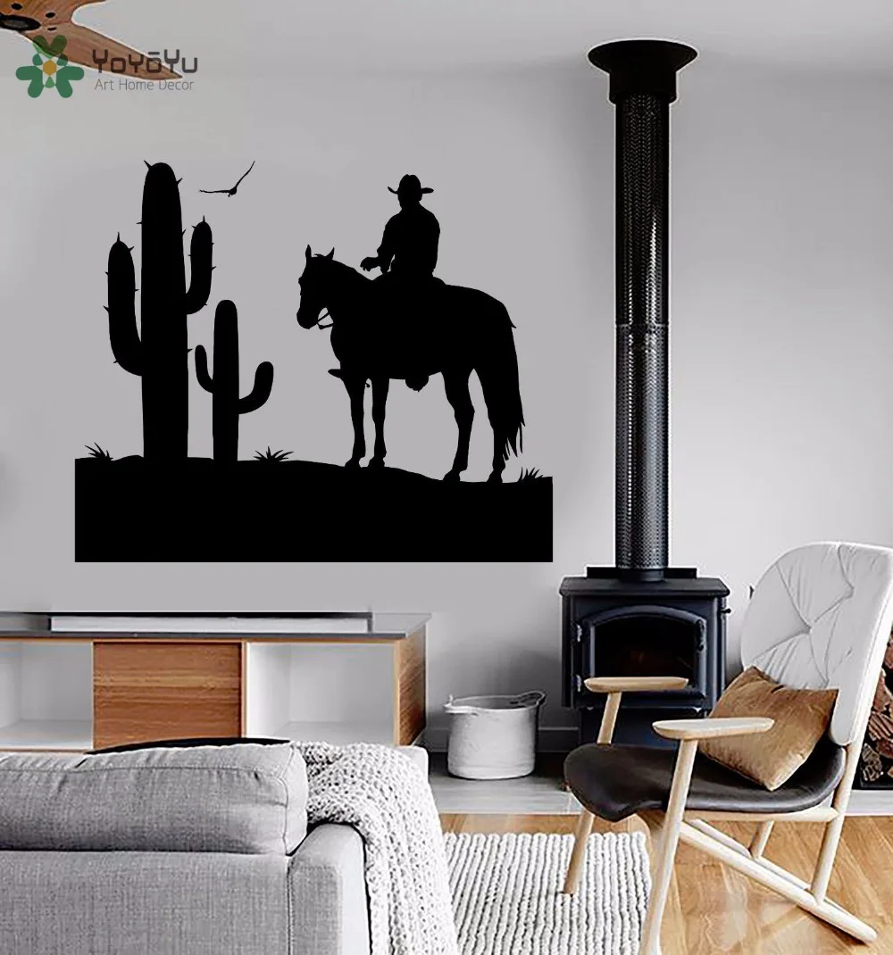 

YOYOYU Wall Decal Vinyl Art Home Decor Wall Decal Cowboy Wild West Cactus Boy Room Decoration Removebale Mural Poster YO586