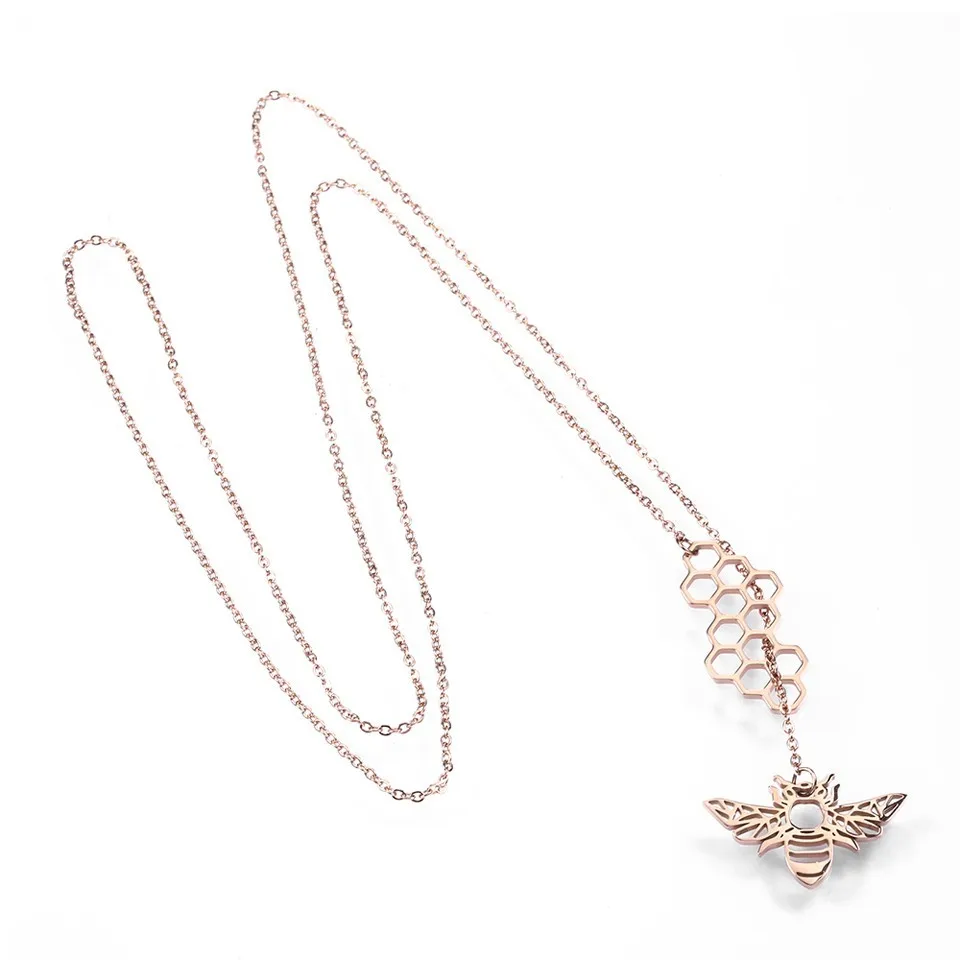 RIR нержавеющая сталь, милая Jewelry цепочка с Пчелой слоистых минималистское ожерелье вафельная регулируемая подвеска для очаровательных подарок для невесты