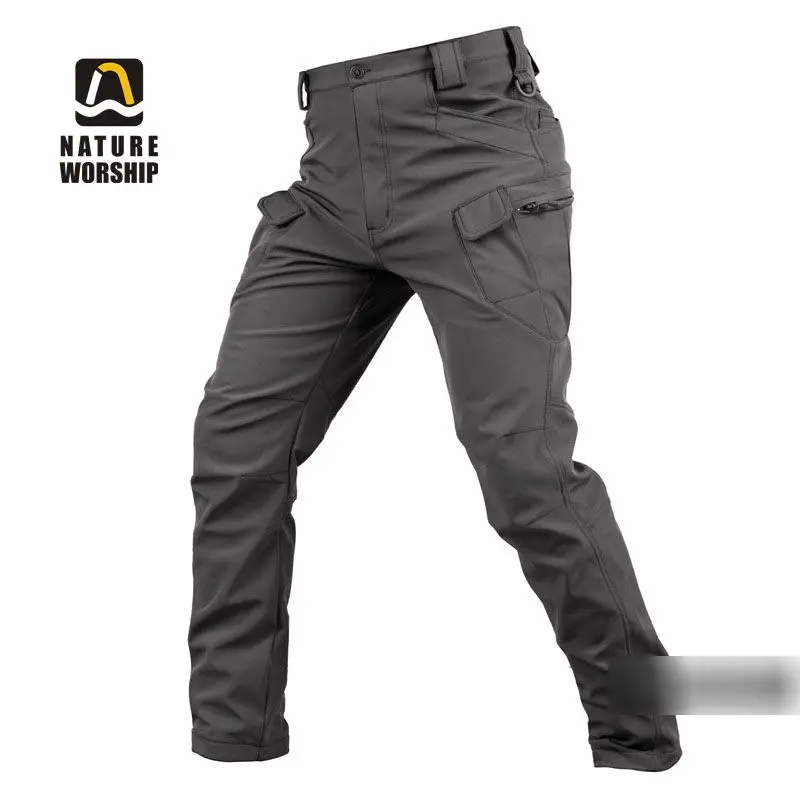 

Outdoor Winter Men Thick Warm Fleece Hiking Pants Softshell Trousers Windproof Thermal Camping Ski Climbing Plus Size Zipper Fly