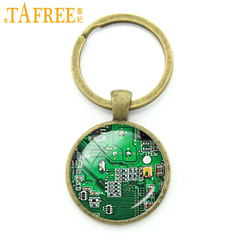 TAFREE модные компьютера зеленая печатная плата ключевая цепочка изображений