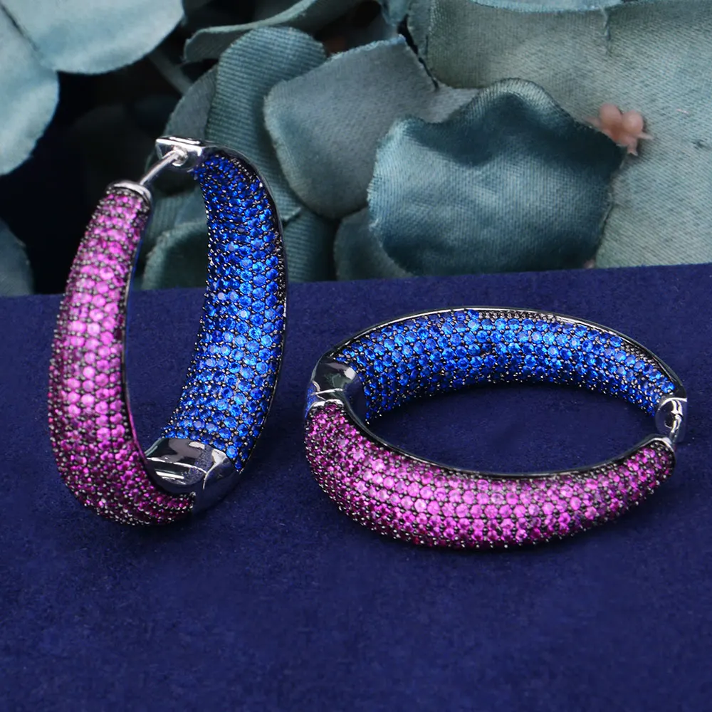 Женские серьги GODKI круглые многоцветные микро кубические циркониевые для