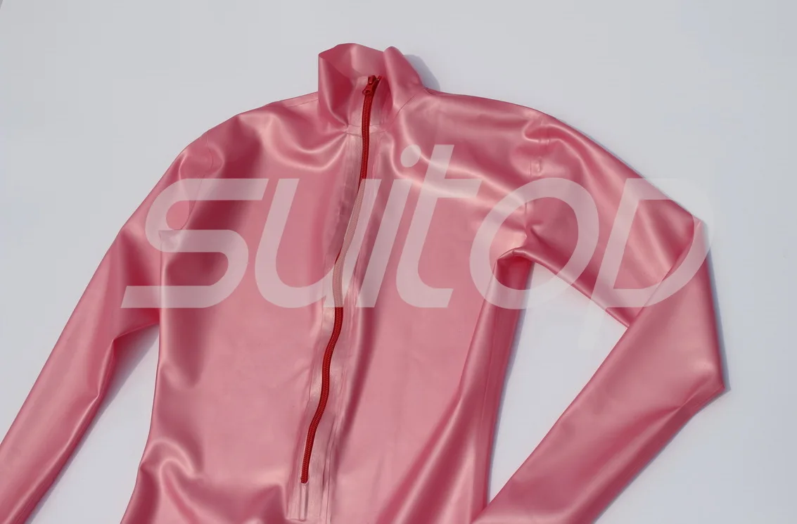 latex metallic pink catsuit  rubber zentai High Quanlity level Teddies & bodysuits