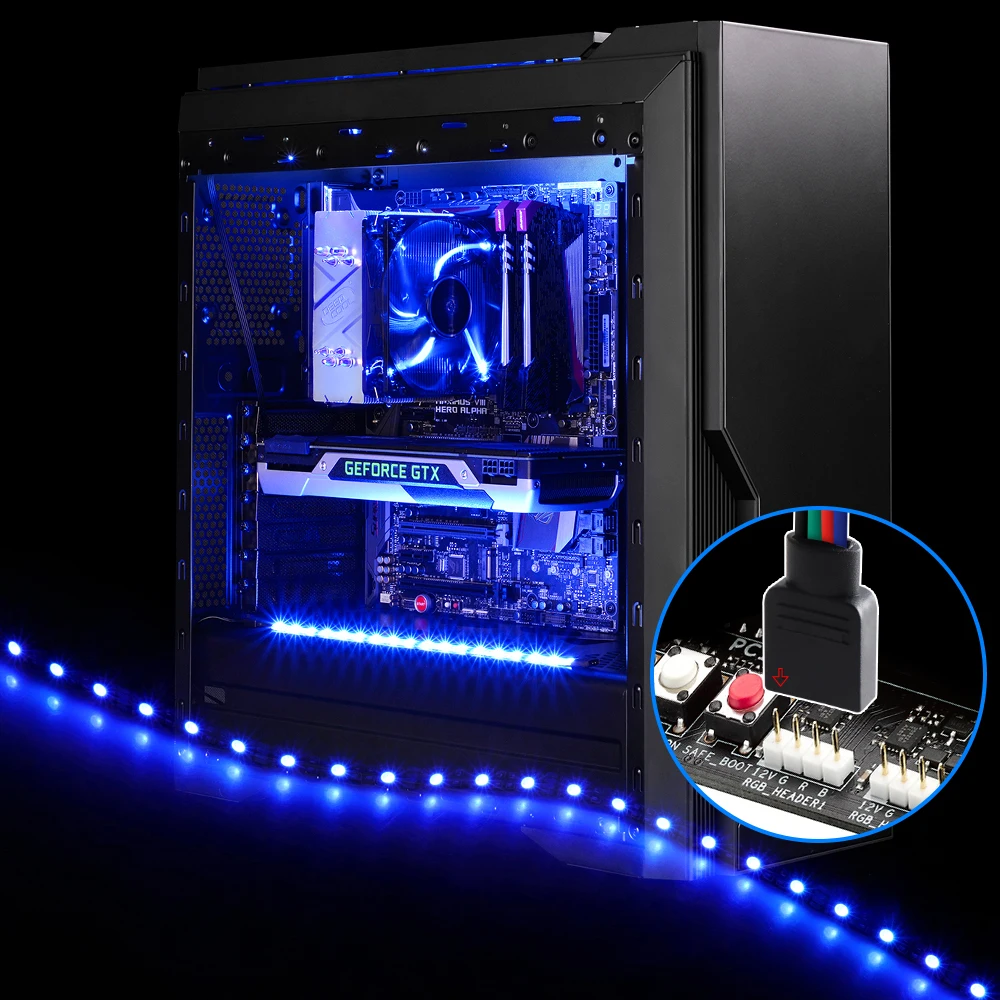 12V RGB 4pin светодиодный светильник ADD_Header 5050 SMD PC чехол с декоративной подсветкой, RGB панель управления материнской платой изменение цвета
