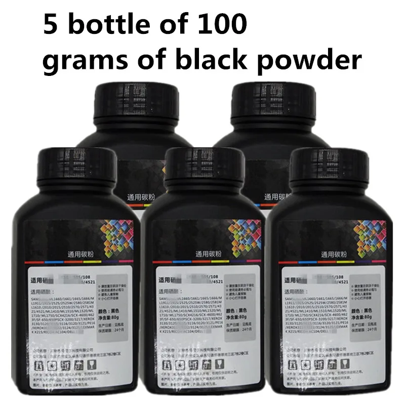 5 bottle 100 г черный Заправляемый Тонер-порошок для принтера Набор для hp1025 cp1025 cp2025 1215 для Canon 7010 мощность лазерного тонера - Цвет: 5 bottle