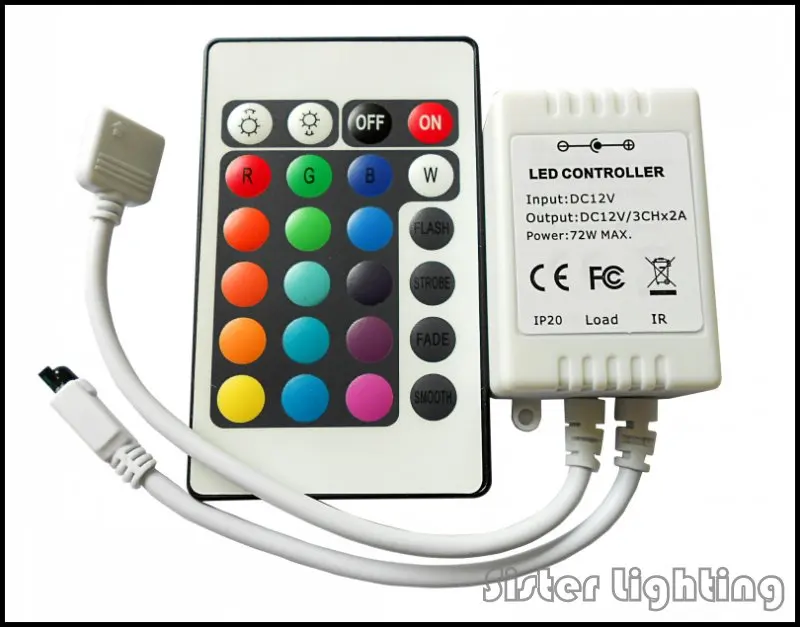 RGB ИК-контроллер с 24 клавишами дистанционного управления DC12V 6A для SMD 3528 5050 LED