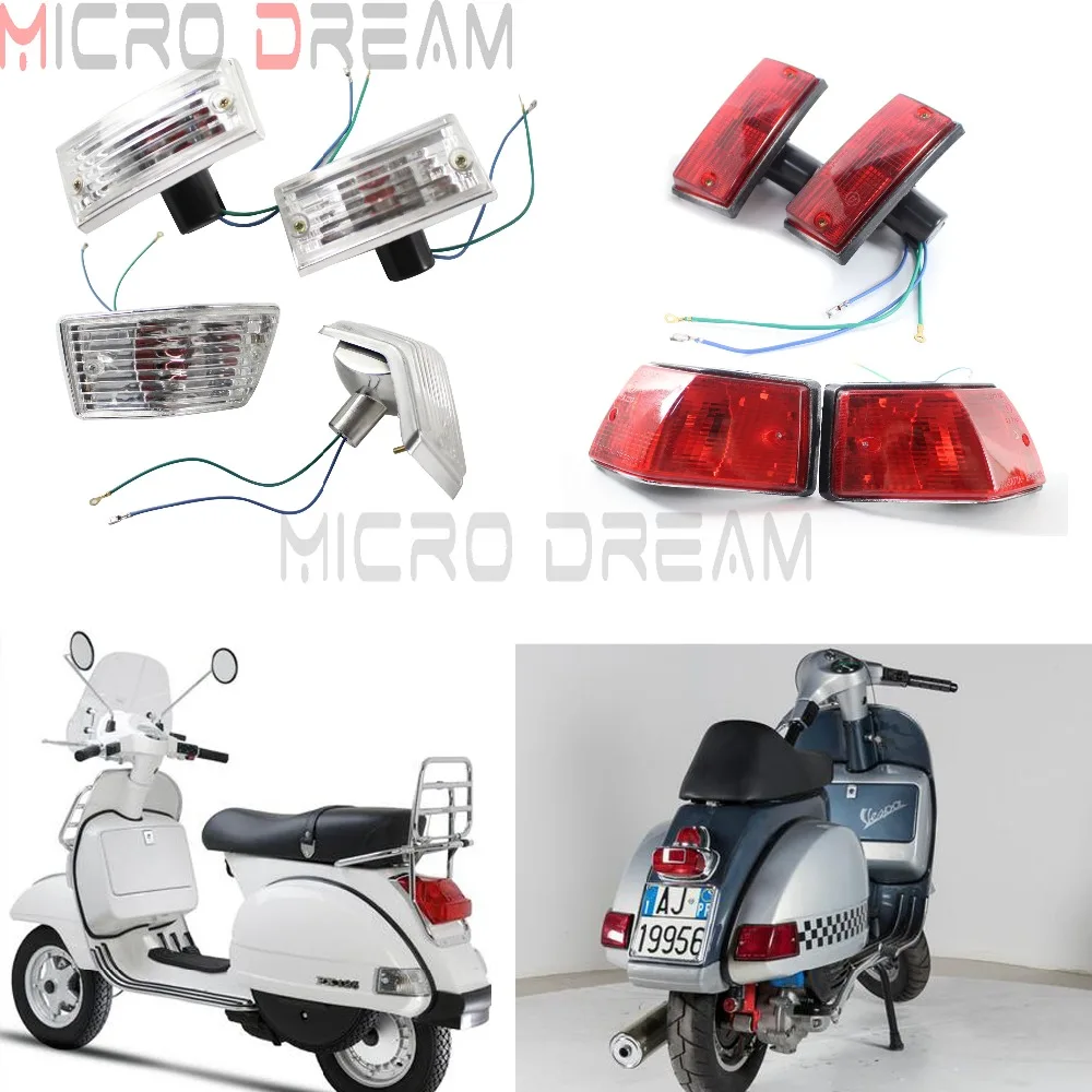 

4pcs Scooter Front and Rear Turn Signal Light Indicator For P PX VSX VNX Stella Red Amber Clear Bulbs Blinker Flashers Turn Lamp