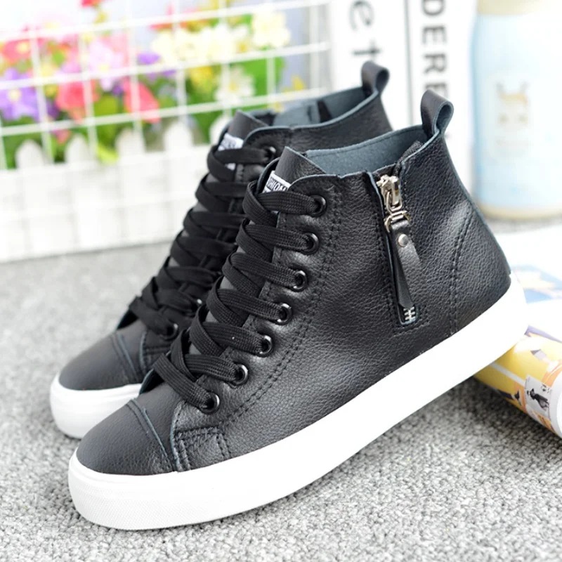 Женская повседневная обувь на весну 2019 белые туфли плоской подошве с высоким