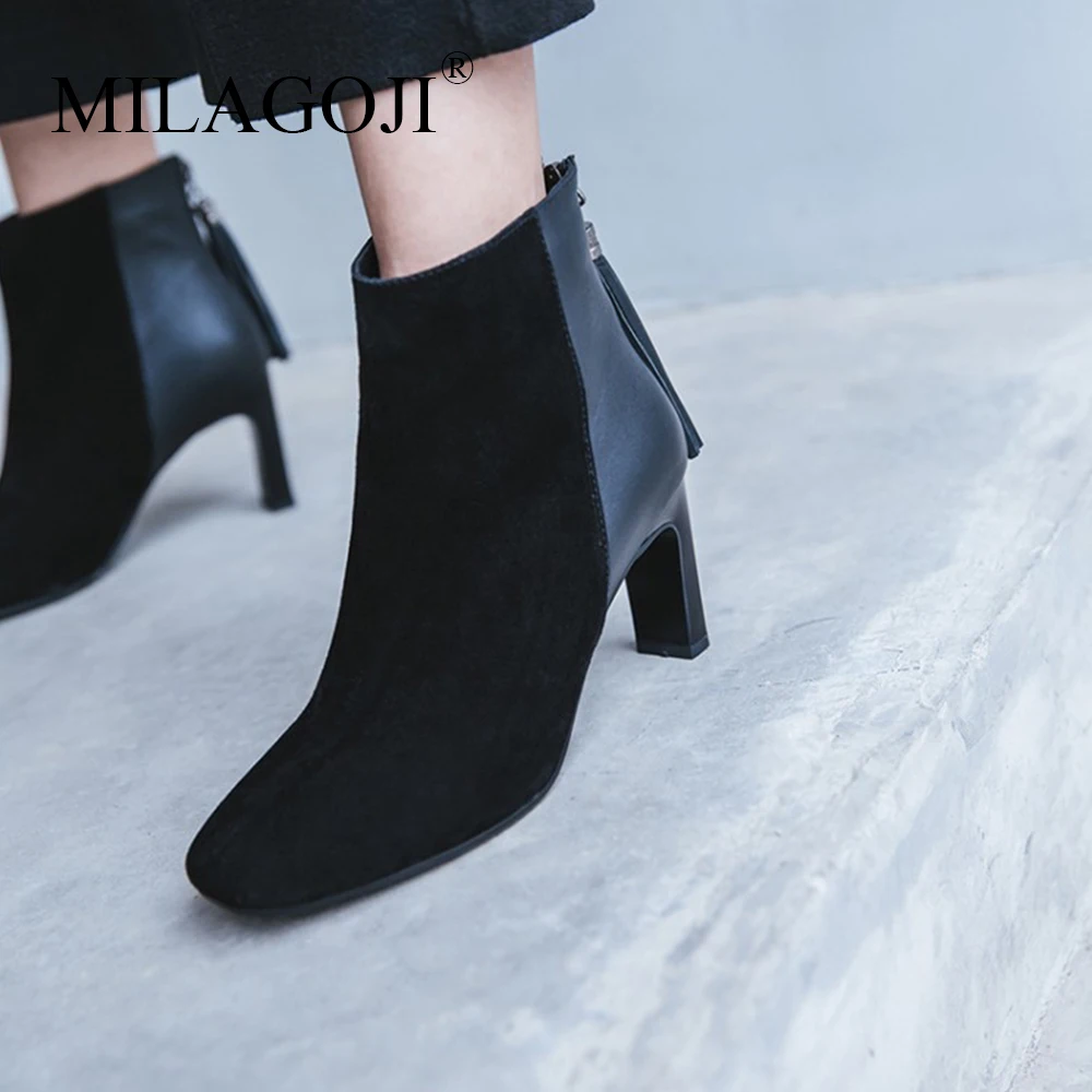 Обувь 2018 г. женские модные осень-зима черный бахрома Ботильоны из телячьей кожи