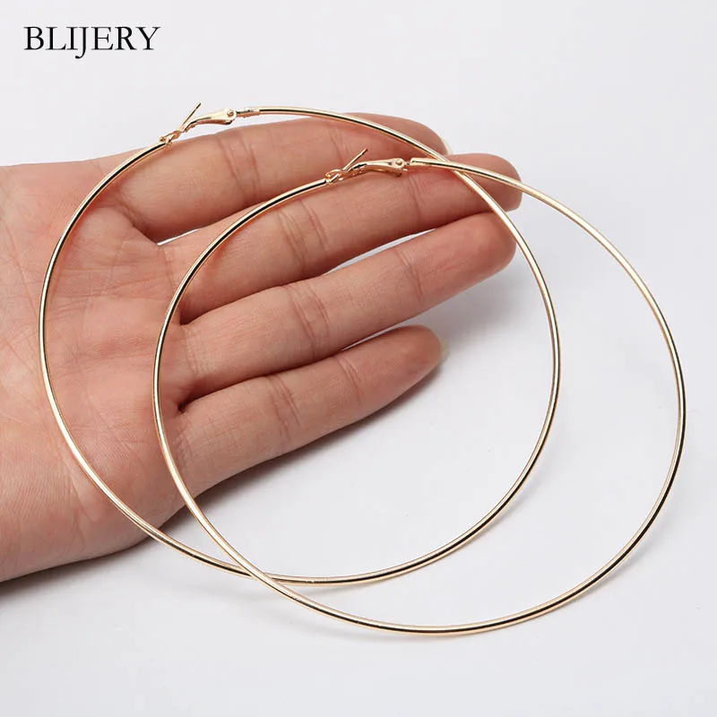 

BLIJERY Fashion 110mm Super Large Hoop Earrings Exaggerated Smooth Big Circle Earrings for Women Punk Jewelry Boucles d'oreilles