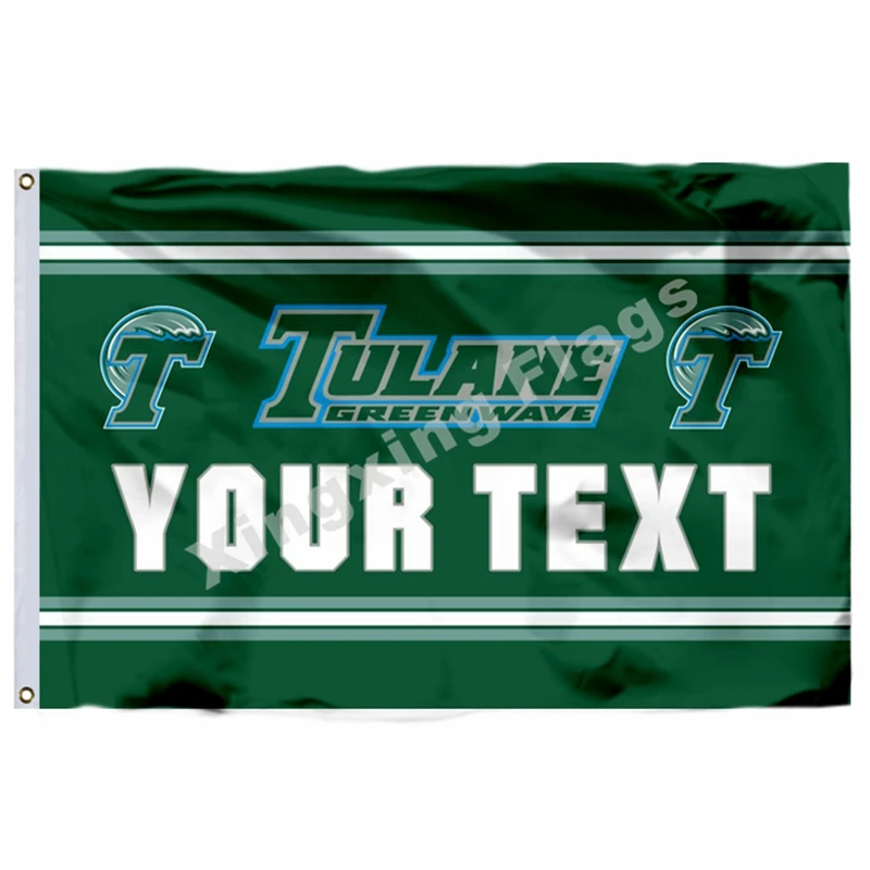 Tulane Зеленая волна Ваш текст флаг 3ft x 5ft полиэстеровый баннер Летающий Размер № 4