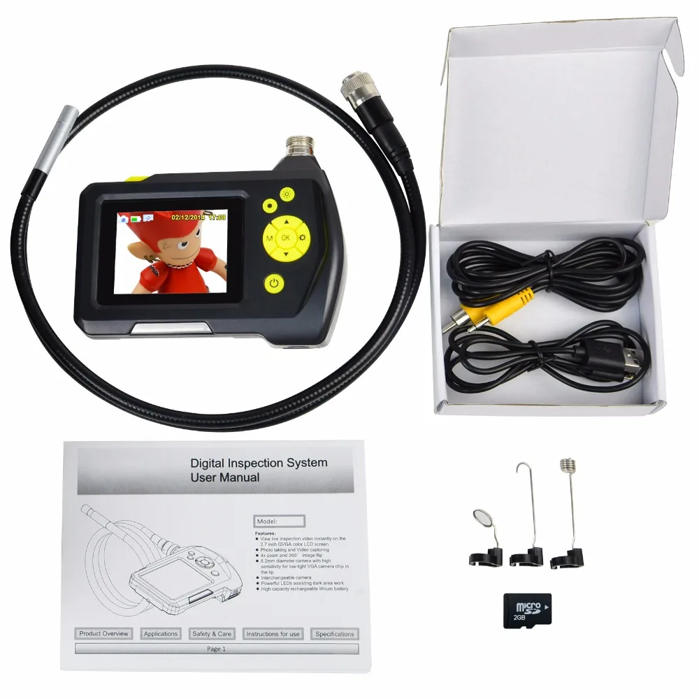 Цифровой Водонепроницаемый ручной эндоскоп инспекции Камера Системы 8.2 мм с 2.7