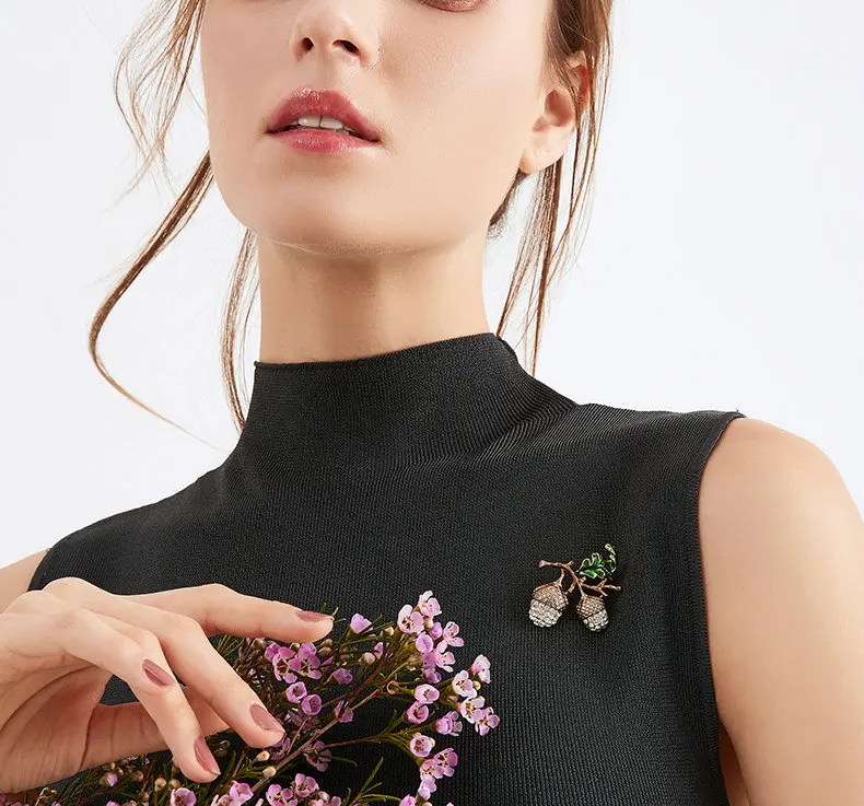 Брошь Funmor из дуба с желудками и сосновой башней эмалированные булавки для женщин