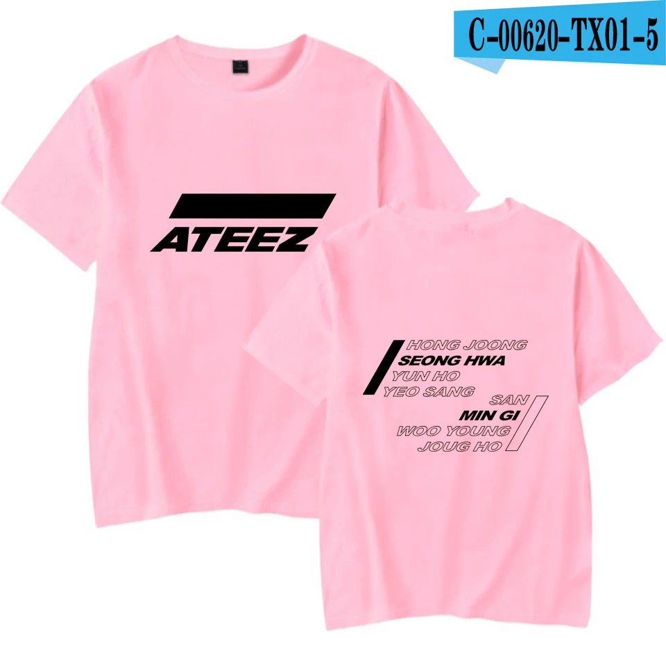 ATEEZ повседневные футболки с принтом женская и мужская одежда летняя Горячая Распродажа Топы с коротким рукавом Kpops футболки размера плюс - Цвет: TX01-5