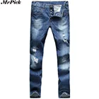 Мужские рваные джинсы на пуговицах, облегающие байкерские прямые джинсы скинни, Y2034