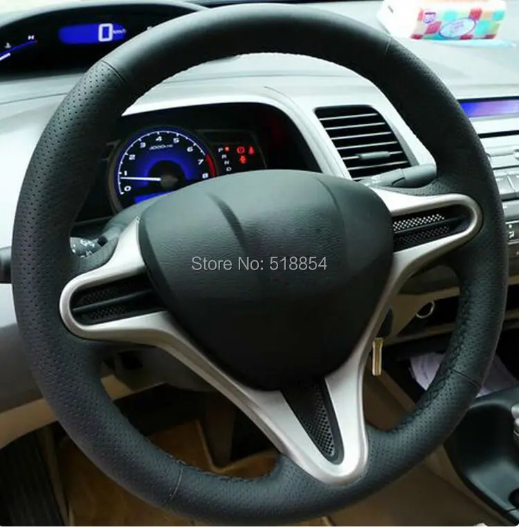 Черный искусственный кожаный чехол рулевого колеса автомобиля для Honda Civic старый Civic 2006-2011