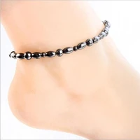 black anklet magnetic therapy slimming anklet for weight loss gallstone hematite chain anti cellulite health care gift for women