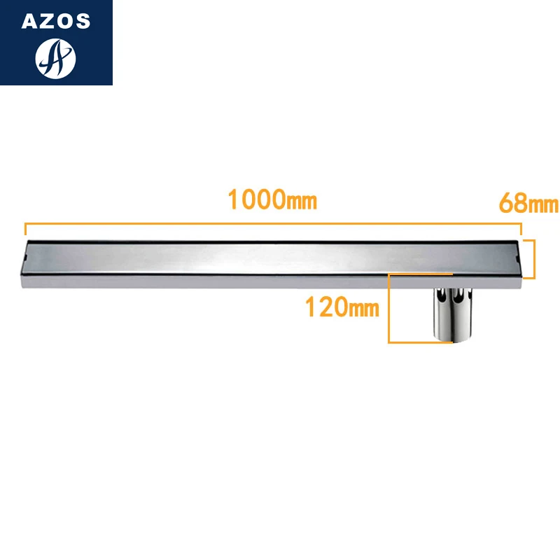 AZOS SUS304 stainless steel Shallow water seal floor drain shower room Fast drainage Deodorant/Fast 1000*68mm rectangle | Обустройство