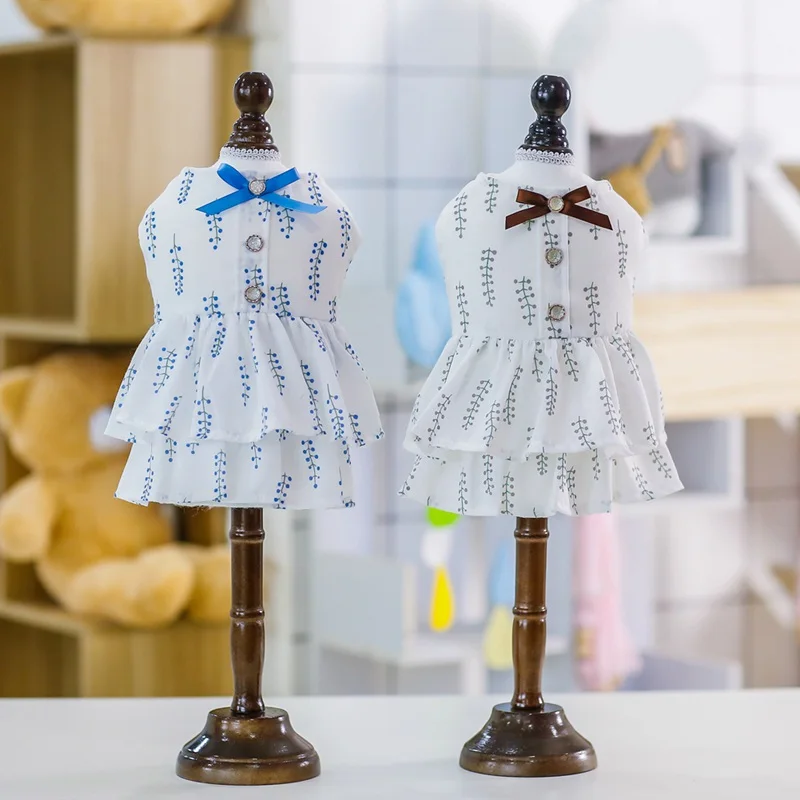 Летнее платье с изображением собаки прекрасным бантом собак Принцесса платья