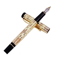 jinhao 5000 vintage luxurious metal fountain pen beautiful dragon texture carving yellow golden ink pen for office business