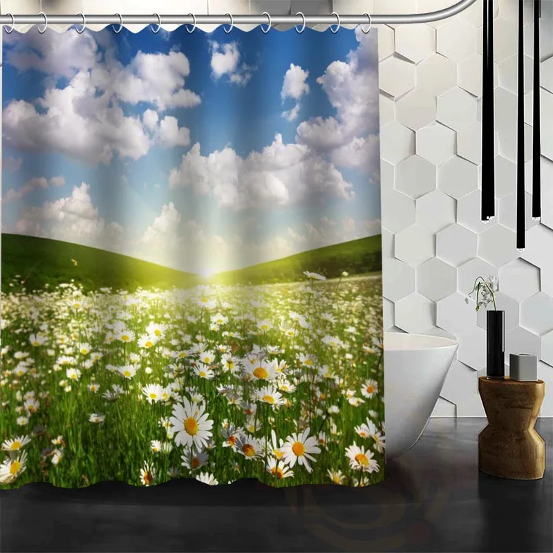 Лучшая Красивая занавеска для душа с маргаритками на заказ ванной