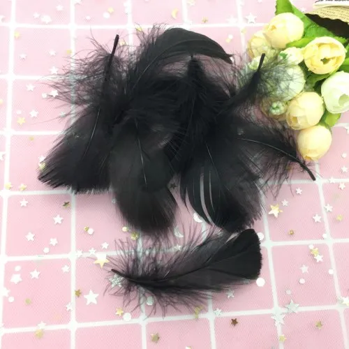 Black Мягкий пушистый Плюм 100 шт 4-8 см плавающий гусиное перо DIY светильник цветные маленькие перья праздничные вечерние DIY ремесло свадебное украшение - Цвет: Black