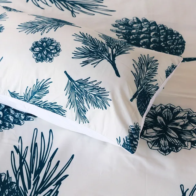 BlessLiving Pine Cones Pillowcase Green Natural for Adult Pillow Case Pine Tree and Leaves Pillow Cover Fresh Bedding 50x75cm 2