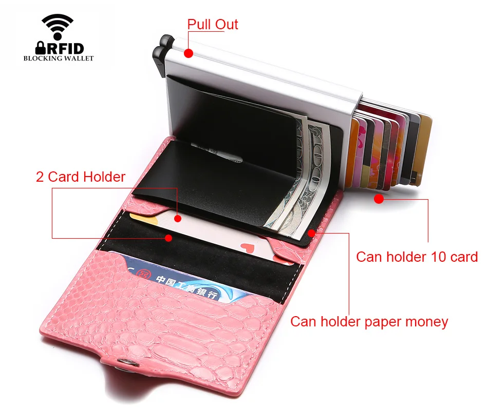 Rfid Блокировка id кредитный держатель для карт кошелек мужской Умный кошелек Алюминиевый металлический минималистичный кошелек Бизнес-держатель кредитной карты Carteira