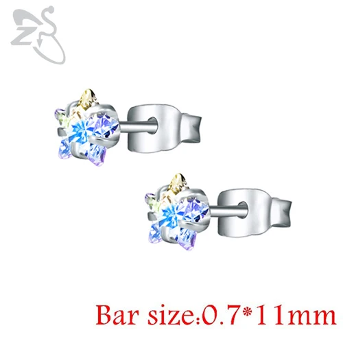 Style 2 AB Star AAA кубические циркониевые серьги для пирсинга, маленькие круглые серьги-гвоздики для женщин, детские хирургические стальные серьги-винт, циркониевые ювелирные изделия с камнем - Окраска металла: Style 2 AB Star