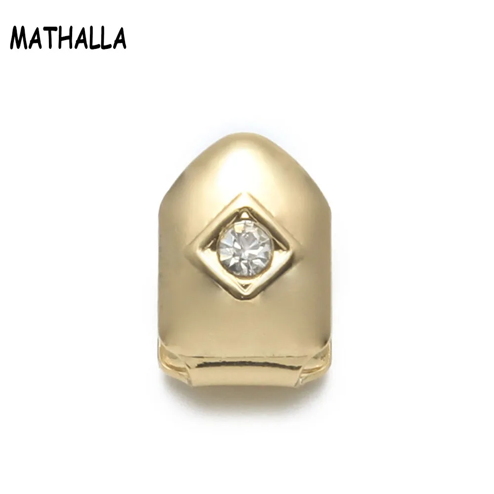 MATHALLA хип хоп одинарные Зубные коронки Позолоченные золотистые