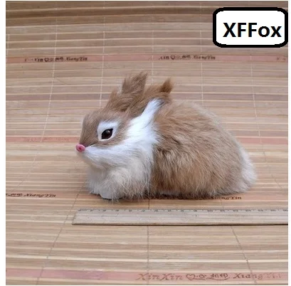 

cute real life yellow rabbit model plastic&furs small rabbit doll toy gift about 14x9x10cm xf1964