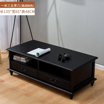 Black walnut color Луи Мода твердый деревянный чайный столик мини Гостиная Прямоугольный Европейский ТВ шкаф в сборе - Цвет: Black walnut color