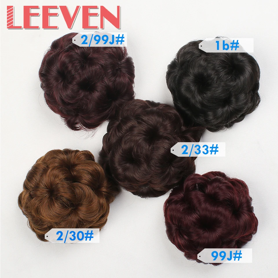 Leeven Для женщин вьющиеся Chignon клип в упругой поддельные Синтетические волосы Бун