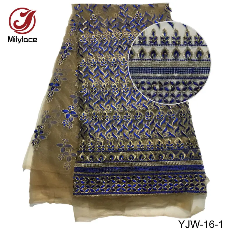 New coming embroidery lace fabric with stones high quality african nigerian tulle net for dress YJW-16 | Дом и сад