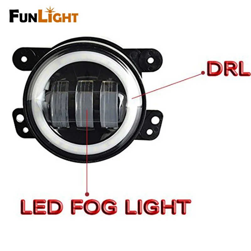 Funlight 4 дюйма светодиодные противотуманные фары с белым Halo Кольцо DRL для 1997-2017 Jeep