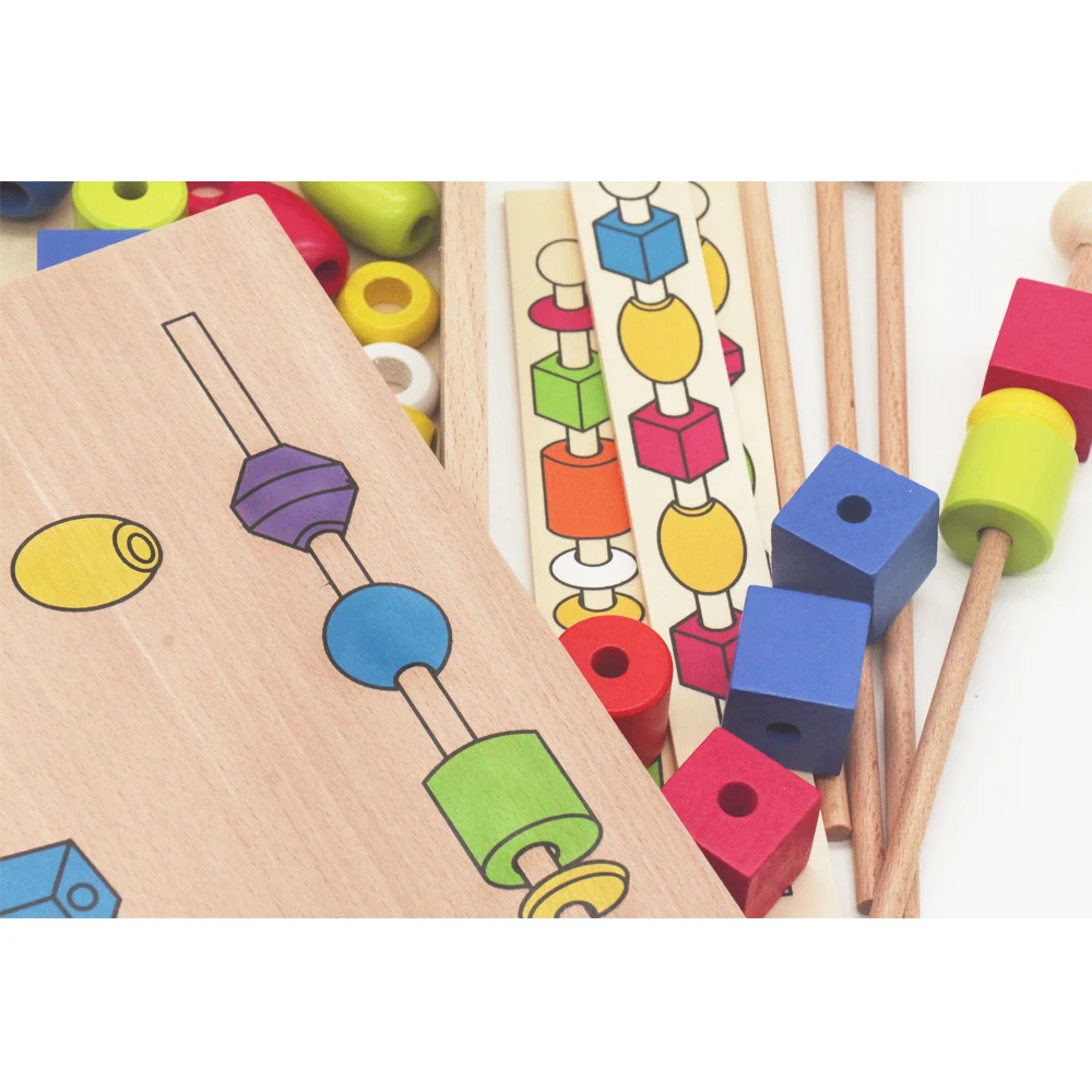 Игрушка montessori деревянный Монтессори бисера Sequencing набор блок игрушечные лошадки