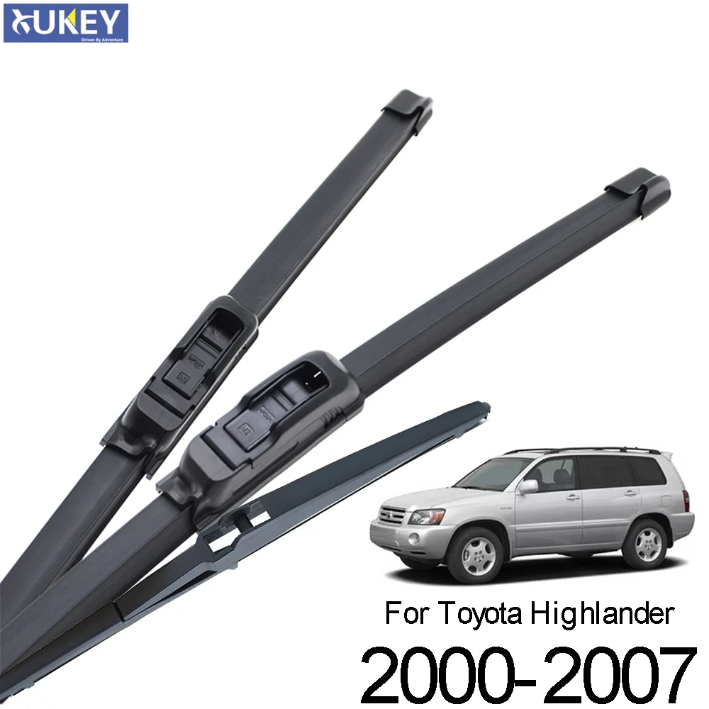Xukey-Juego de escobillas de limpiaparabrisas para coche, Kit de limpiaparabrisas delantero y trasero para Toyota Highlander Kluger 2007, 2006, 2005, 2004, 2003, 2002, 2001