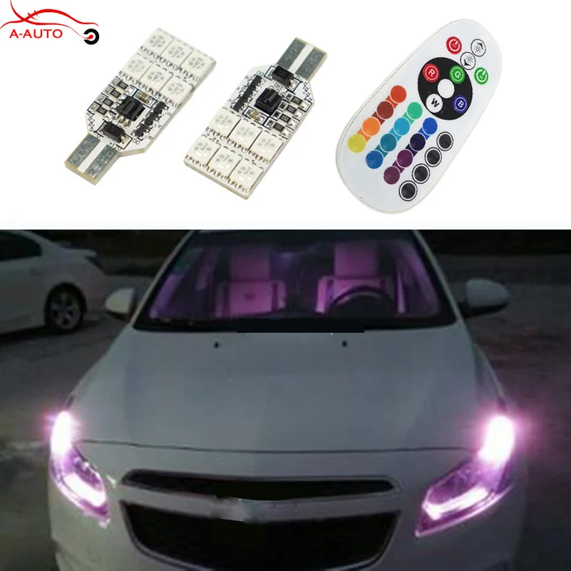 2x Canbus T10 W5W с объективом проектора RGB 194 168 светодиодный светильник для парковки