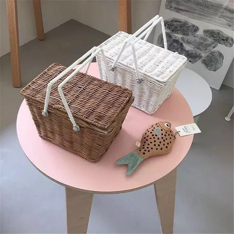 Сетчатая плетеная маленькая корзина из ротанга Детская уличная дорожная Корзина