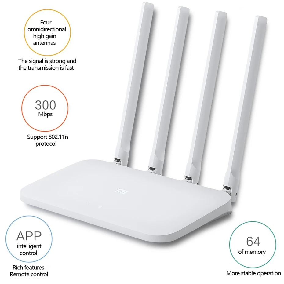 Xiaomi Mi 4C маршрутизатор 300 Мбит/с беспроводной WIFI 5dBi 2 4 ГГц 802.11a/b/g с четырьмя