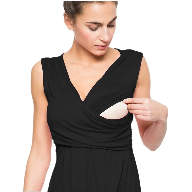 Женское платье без рукавов Повседневное с v-образным вырезом для беременных лето